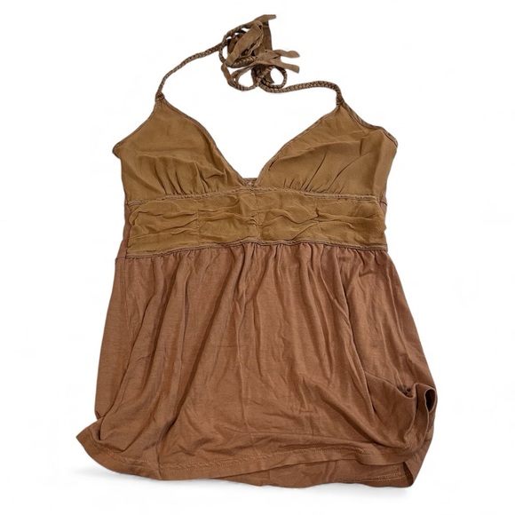vintage forever21 brown babydoll halter top medium - Picture 3 of 8